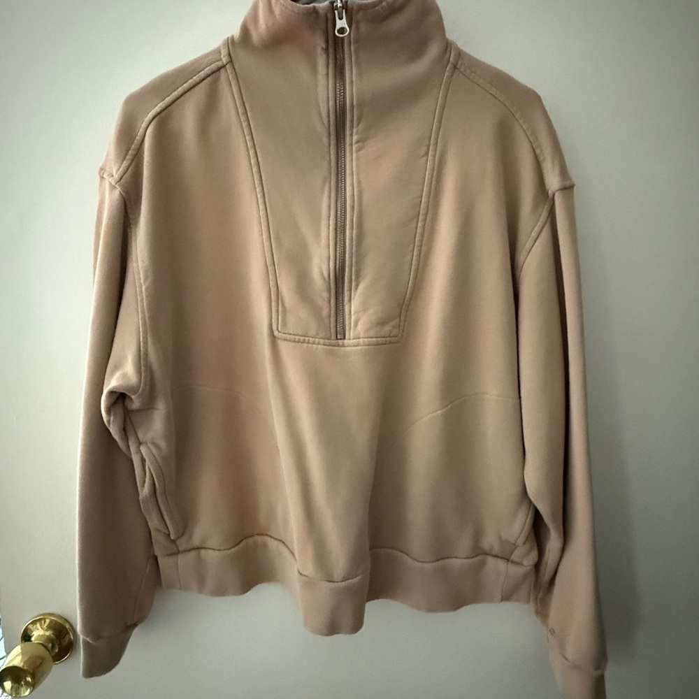 Everlane Camel Organic Cotton Quarter Zip